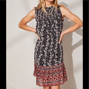 Maurices Metallic Floral Smocked Neck Mini Shift Dress